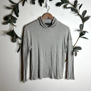 Sunday in Brooklyn Gray and White Striped Turtleneck